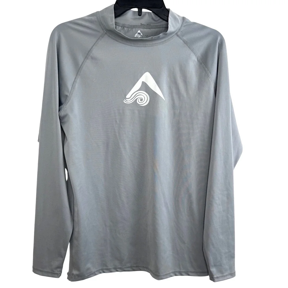 Kanu Surf Rash Guard Mens M Gray‎ Long Sleeve Swim Shirt UPF Athletic Surf